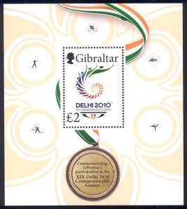 Gibraltar - 2010 s/s Commonwealth Games #1251 cv $ 10.50 Lot #991