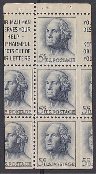 USA Washington 5c booklet pane GROSSLY MISCUT MNH..........................B904