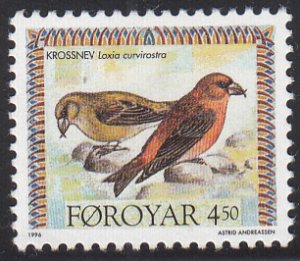 Faroe Islands 1996 MNH Sc #300 4.50k Laxia curvirostra Birds