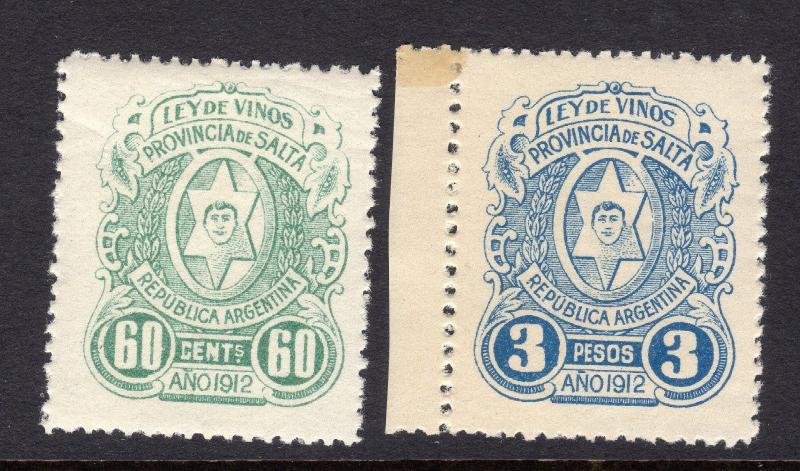 Argentina Revenue Provincia Salta Ley de Vino 1912 Hinged/NH 2 Different a944