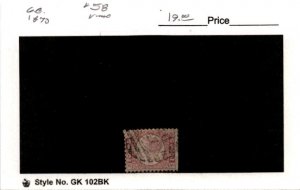 Great Britain, Postage Stamp, #58 Used, 1870 Queen Victoria (AF)
