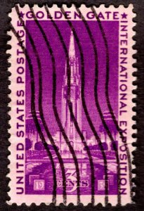 1939, US 3c, Golden Gate - Tower of the Sun, Used, Sc 852