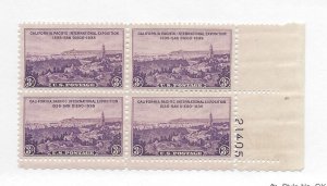 United States, 773, California Pacitic Expo Plate Block of 4 #21405 LR, **MNH**