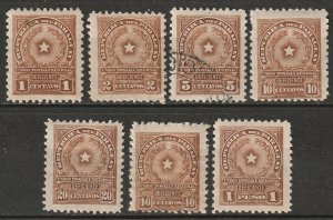 Paraguay 1913 Sc J5-11 postage due partial set MH*/used