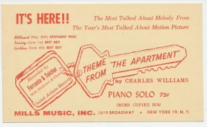 Postal stationery USA 1960 The Apartment - Motion Picture - Key 