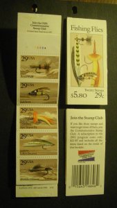 BK189, Scott 2549a, 29c Fishing Flies, #A32224, MNH Complete Booklet