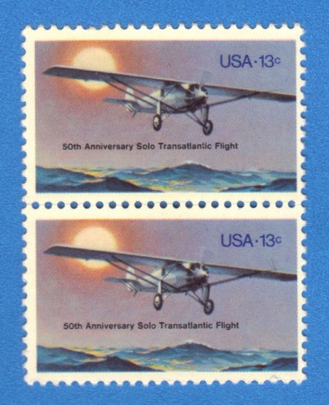 USA SC# 1710 MNH  13c 1977 PAIR  SOLO TRANSATLANTIC FLIGHT   SEE SCAN