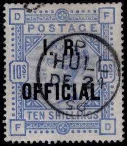 GB QV SG O10, SCARCE 10s ultramarine, FU. Cat £3750. HULL CDS. FD. WENVOE CERT