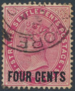 Straits Settlements  SC# 92  Used surcharge    see details & scans