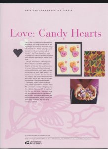 US USPS American Commemorative Stamp Panel #701 Candy Hearts #3833