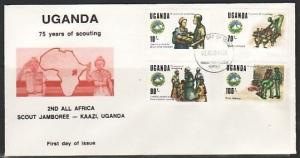 Uganda, Scott cat. 685-688. 2nd African Scout Jamboree issue. First day cover. ^