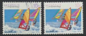 Australia SG 1174 &1174a SC# 1115 & 1115A Sailboarding  pair Used / FU  see d...