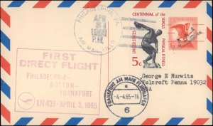 United States, Pennsylvania, First Flight, Foreign Destinations, Germany Post...