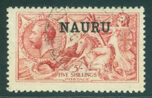 SG 22 Nauru 1916-23. 5/- bright carmine De La Rue printing. A very fine used...