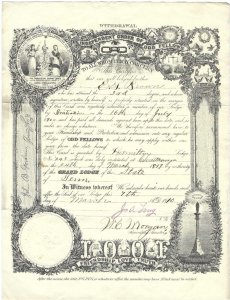 US 1900 MASONS LODGE CERTIFICATE GRAND LODGE OF THE STATE OF PENNSYLVANIA AWARDS