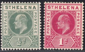 1902 ST. HELENA KEVII ½ d & 1d GREEN & CARMINE (SG# 53-54) MH VF