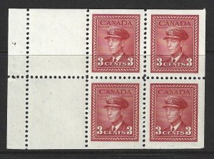 CANADA - #251a - 3c KING GEORGE VI WAR ISSUE BOOKLET PANE MNH