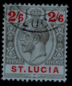 ST. LUCIA GV SG104, 2s 6d black & red/blue, FINE USED. Cat £40.