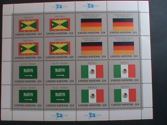 ​UNITED NATION-1985 SC#450-453  U. N. FLAGS SERIES MNH FULL SHEET- VERY FINE