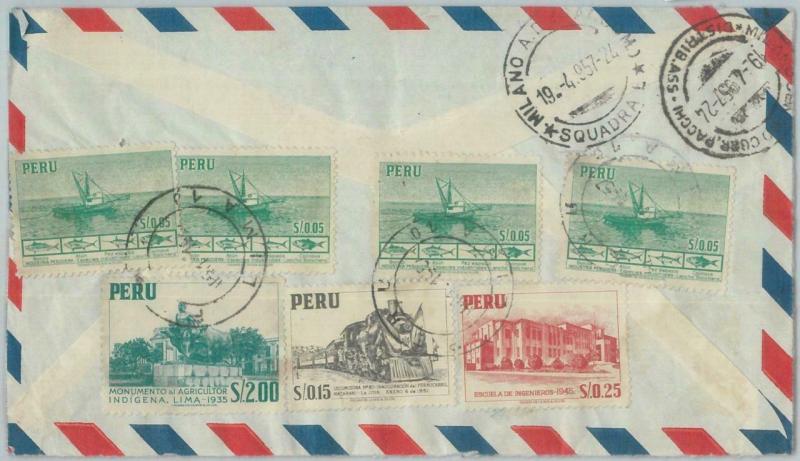 81694 - PERU - POSTAL HISTORY - Registered AIRMAIL  COVER to ITALY  1957