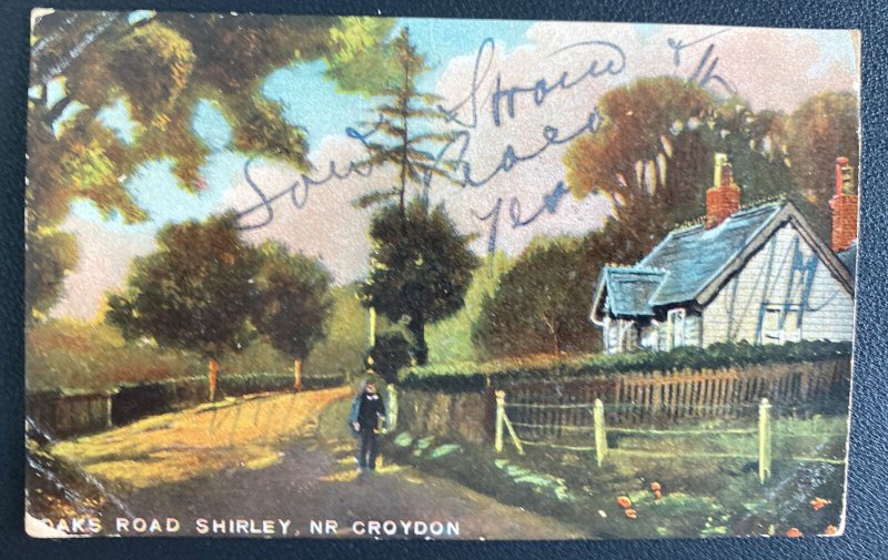 1909 Croydon England Picture Postcard Cover To Tenerife Spain Oaks RD Shirley 