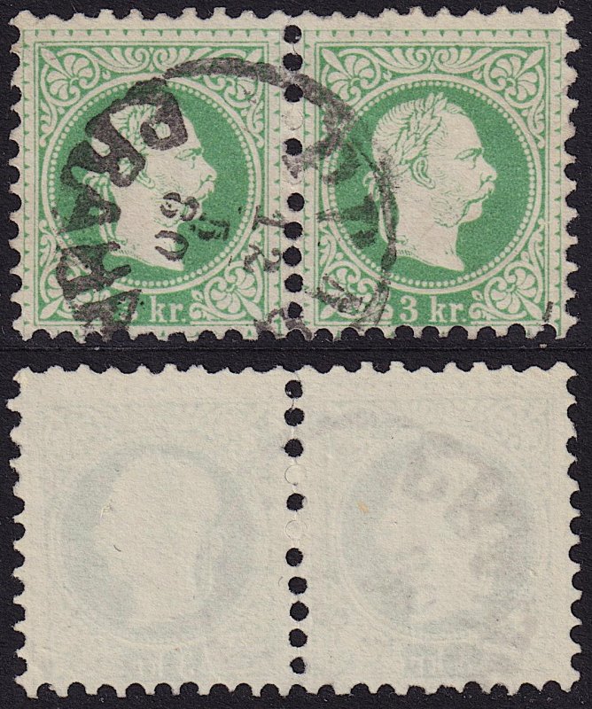 Austria - 1876 - Scott #35 - used pair - PRAG PRAHA pmk Czech Republic