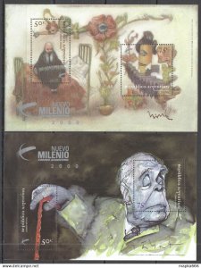 P0023 1999 Argentina Art Milennium 2000 2Bl Mnh