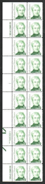 US #1852 EST. $20 - $25 VF OG NH, Floating Plate Block Strip of 20, vivid color!