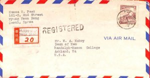 aa6858 - KOREA - POSTAL HISTORY -  REGISTERED COVER  to the USA