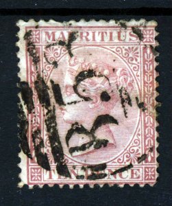 MAURITIUS Queen Victoria 1863-72 Ten Pence Maroon Wmk Crown CC SG 67 VFU