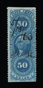 GENUINE SCOTT #R57b F-VF 1862-71 BLUE 1ST ISSUE REVENUE LEASE PART-PERF #18577