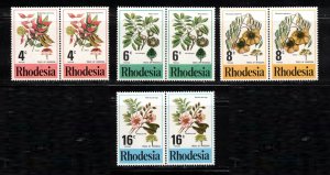 RHODESIA Scott # 371-4 MH Pairs - Flowers