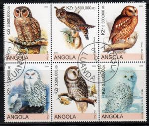 Angola (Unlisted) - Cto-nh - Owls (Block of 6)