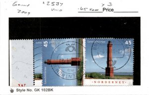 Germany, Postage Stamp, #2537 (3 Ea) Used, 2009 Lighthouse (AC)