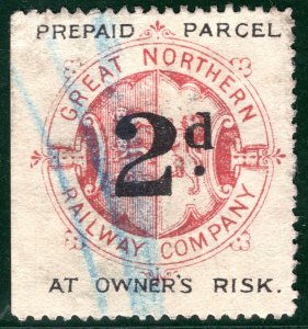 GB GNR RAILWAY Parcel (& Letter) Stamp 2d GREAT NORTHERN Used {samwells}WHB46