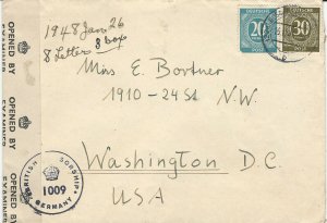 Germany, Scott #543 & 547 on 1947 British Censor Cover, Sent to Washington, D.C.