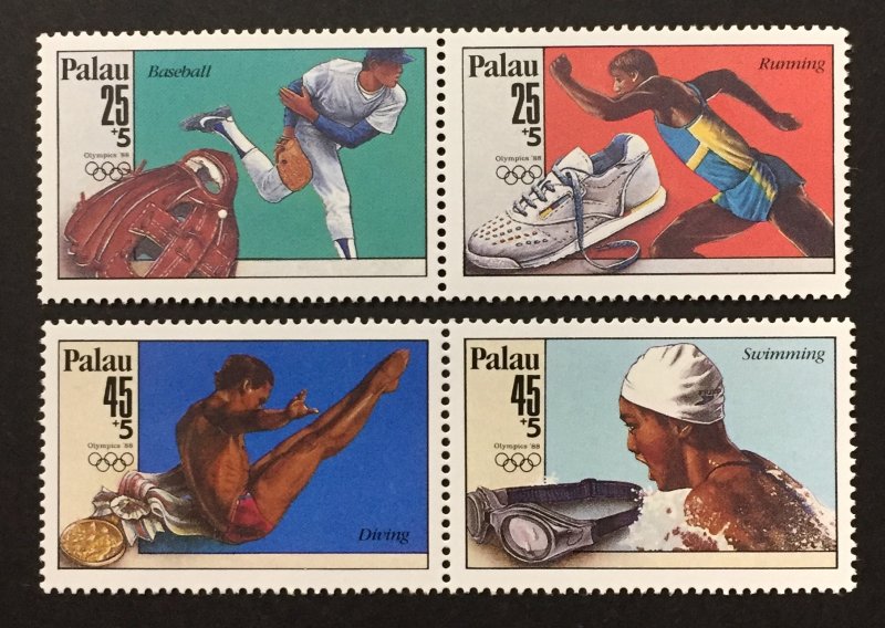 Palau 1988 #B2a, B4a Pairs, Olympics, MNH.