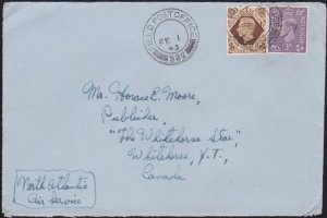GB 1943 1/3d rate cover ex FPO 522 to CANADA by Nth Atlantic Air Service...B1203