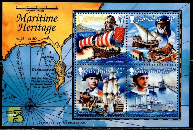 GIBRALTAR Sc#801a 1998 Maritime Heritage Souvenir Sheet OG Mint NH