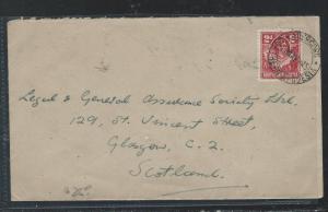 NORTHERN RHODESIA  (P2209B) KGVI , ELEPHANT 2D RED 1945 COVER TO SCOTLAND