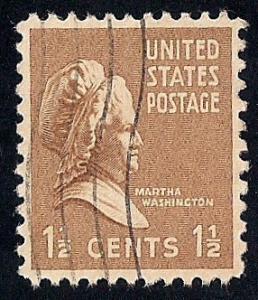 805 1 1/2 cent Martha Stamp used EGRADED XF-SUPERB 96 XXF