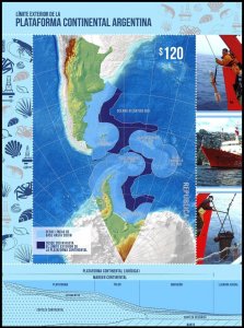 Argentina 2018 MNH Stamps Souvenir Sheet Map Borders Ships Geography