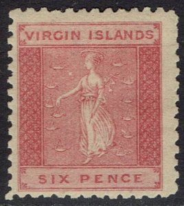 BRITISH VIRGIN ISLANDS 1866 ST URSULA 6D TONED PAPER PERF 12