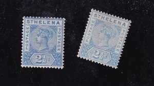 ST HELENA # 44 x 2 SHADES+ 46 VQUEEN VICTORIAN ISSUES MLH CAT VALUE $97