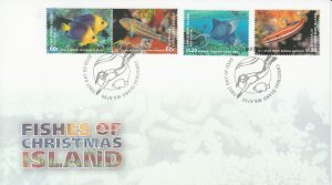 Christmas Island Australia 2013 FDC Fishes 4v Set Cover Cocos Angelfish Wrasse