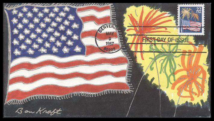 #2276 Flag / Fireworks Kraft FDC