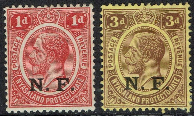 TANGANYIKA 1916 NF OVERPRINTED KGV 1D AND 3D 