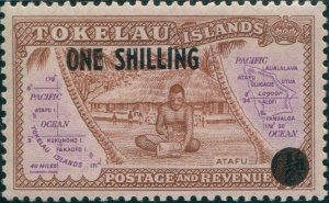 Tokelau 1956 SG5 1/- on ½d Atafu MLH