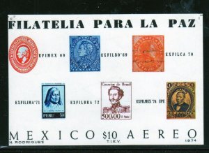 MEXICO #C434 1974 EXFILMEX 74 MINT VF NH O.G IMPERF, S/S