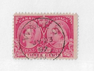 Canada Sc #53 3c Jubilee used with Wales , Ont.  CDS  FVF